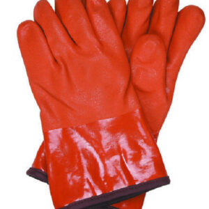Heavy-duty leather industrial safety hand gloves with orange protective strips