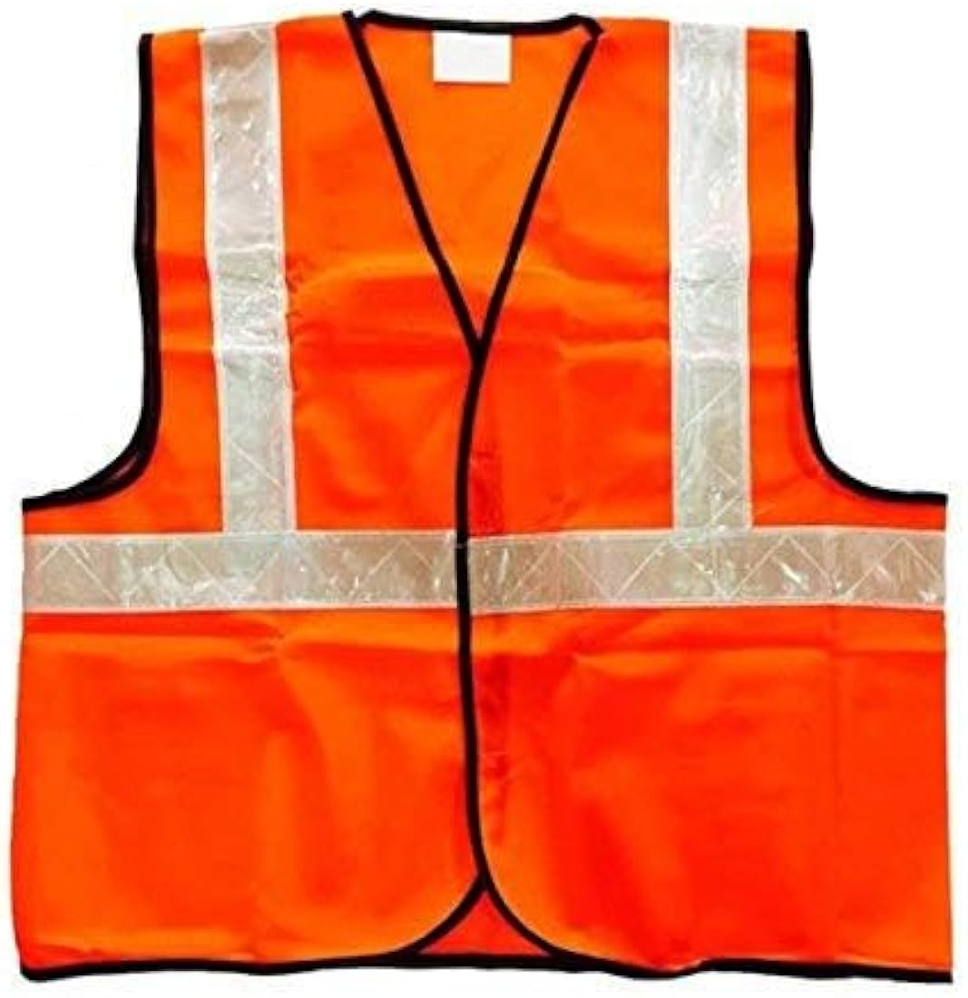 Safewell SRJ02 high-visibility orange reflective safety jacket with horizontal reflective strips.